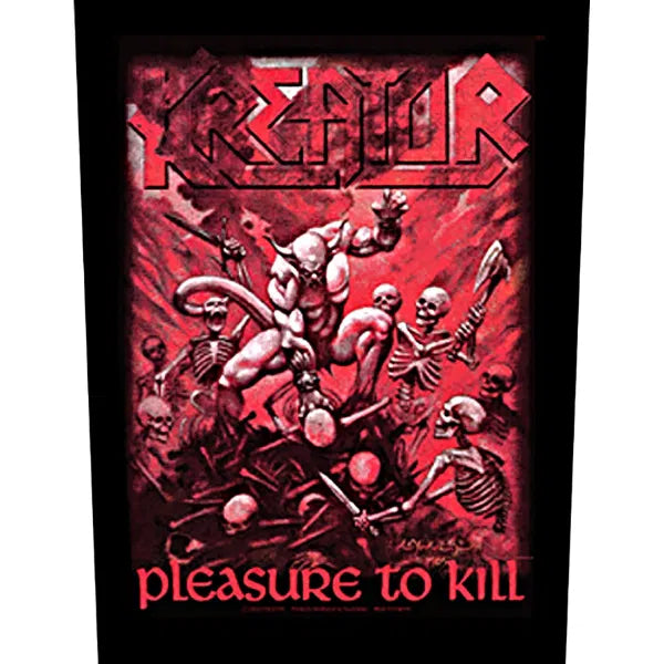 Kreator 'Pleasure to Kill' album cover with red and black design.