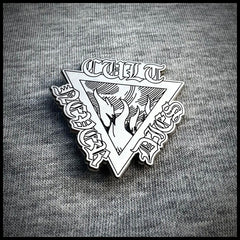 Official CULT NEVER DIES cast metal badge