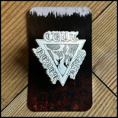 Official CULT NEVER DIES cast metal badge