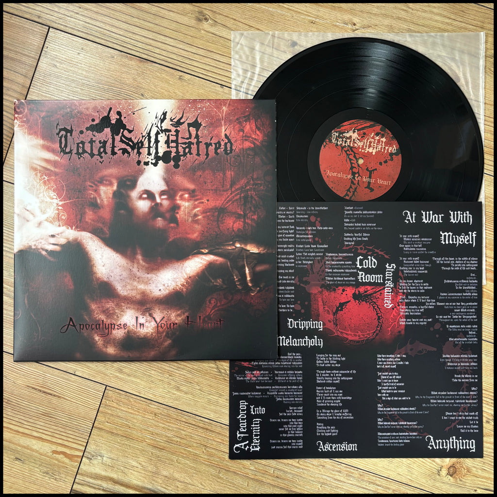 Sale: TOTALSELFHATRED: Apocalypse In Your Heart LP (black vinyl, printed inner, download card, depressive BM with Horna members)