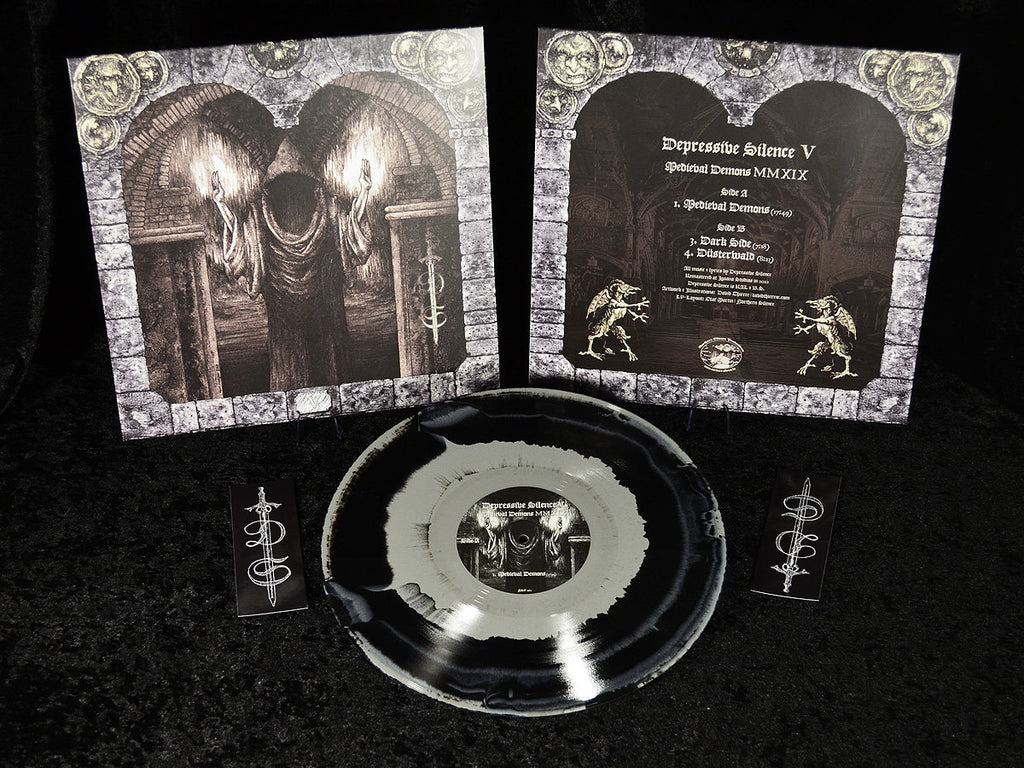 DEPRESSIVE SILENCE: V - Medieval Demons MMXIX LP (ltd black/grey swirl vinyl, cult dungeon synth release) *new, sealed*