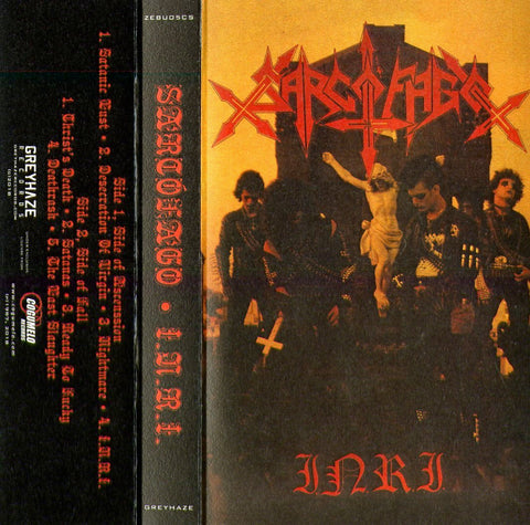 SARCOFAGO: I.N.R.I. cassette (official tape edition of the Brazilian pioneers)