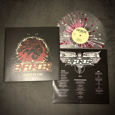 Enforcer ‎– Death By Fire LP (Clear/Red/White Splatter vinyl, 2019)  *preowned/collectible, excellent condition*