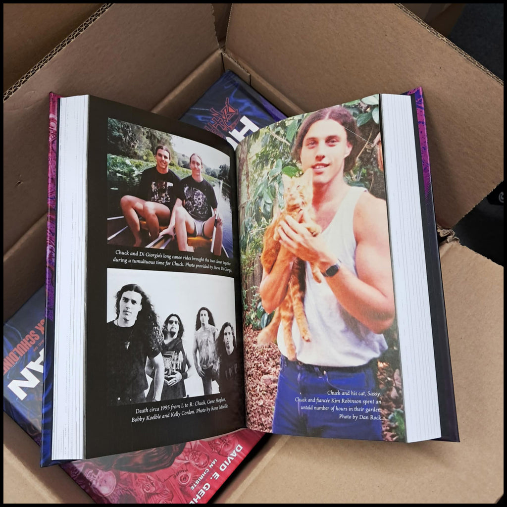 Reprint preorder [15th June 2026] BORN HUMAN: THE LIFE AND MUSIC OF DEATH’S CHUCK SCHULDINER hardback book