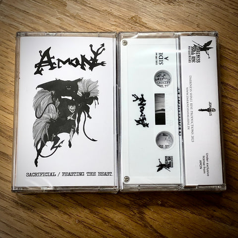 Restock [Late Nov 23] AMON (DEICIDE): Sacrificial / Feasting the Beast cassette (Deicide demos, cult Satanic death metal)