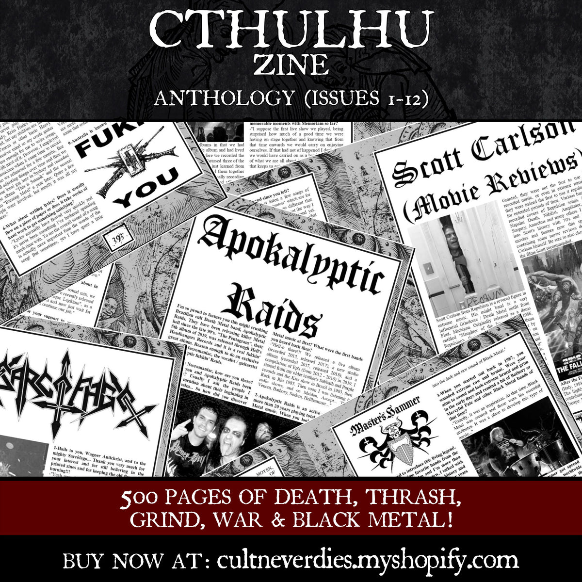 Preorder [Late November 2026] CTHULHU ZINE: ANTHOLOGY (Issues 1-12) book (huge, 500 pages of black/war/death metal)