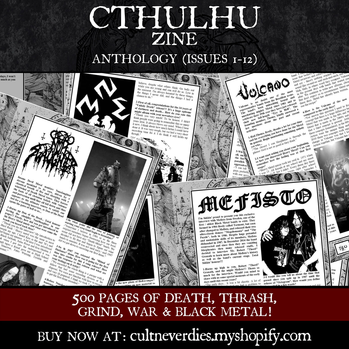 Preorder [Late November 2026] CTHULHU ZINE: ANTHOLOGY (Issues 1-12) book (huge, 500 pages of black/war/death metal)