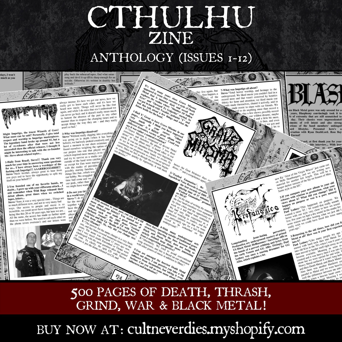 Preorder [Late November 2026] CTHULHU ZINE: ANTHOLOGY (Issues 1-12) book (huge, 500 pages of black/war/death metal)
