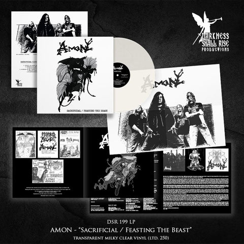 AMON (DEICIDE): Sacrificial / Feasting the Beast LP (Deicide demos, 2nd press, milky clear vinyl)