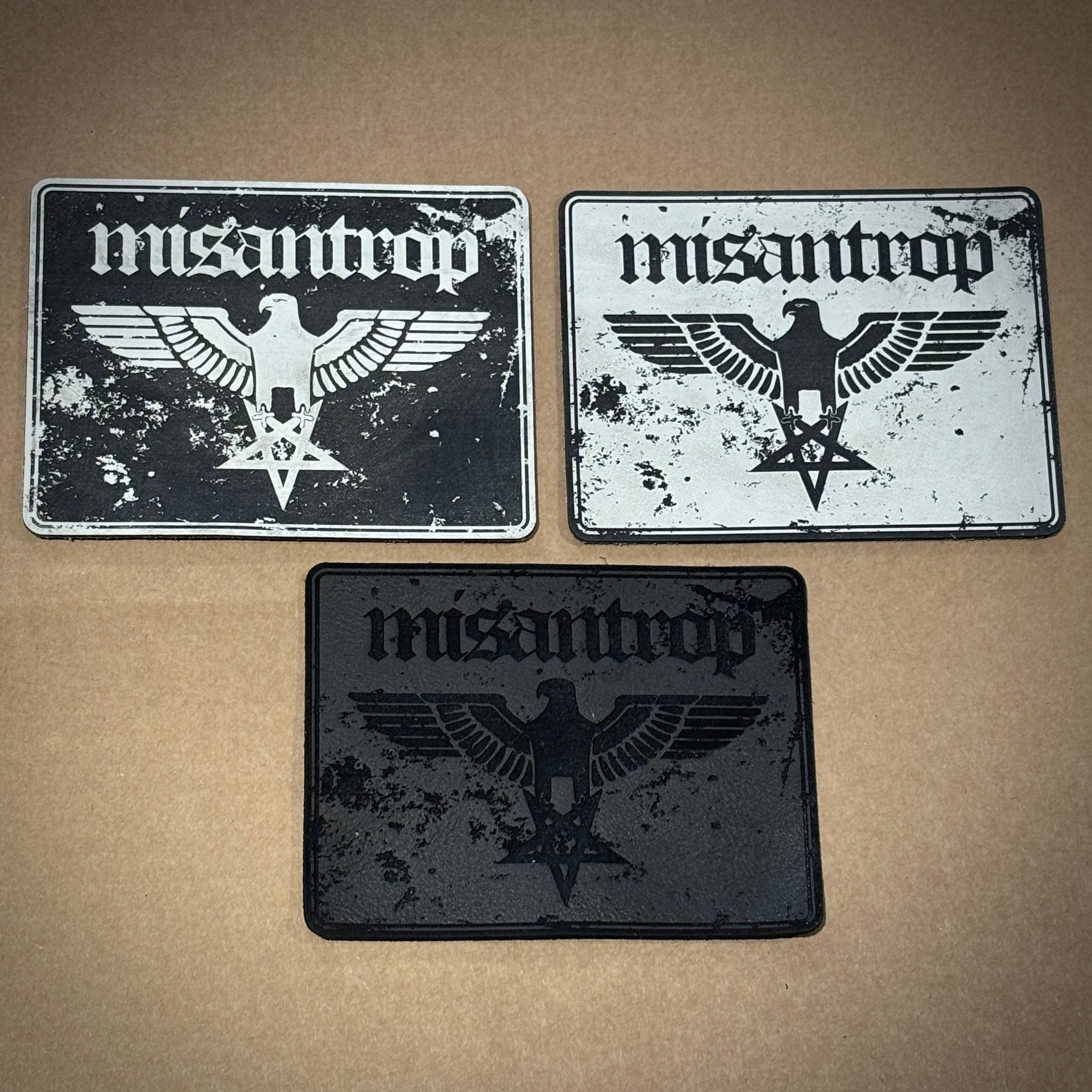 SHINING: official deluxe LEATHER MISANTHROP patches (white / black)