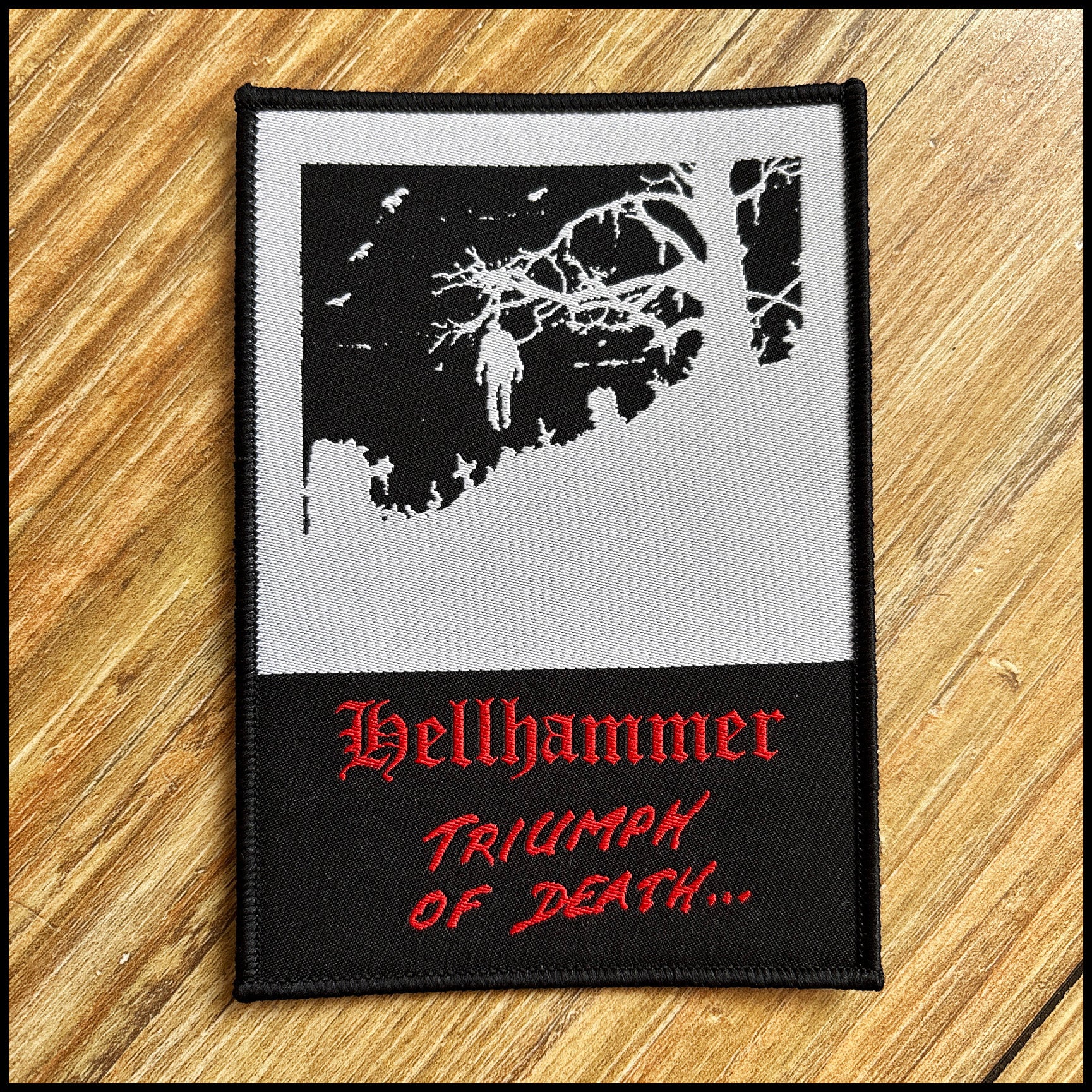 HELLHAMMER: official, limited TRIUMPH OF DEATH patches (by CND, 2 variants)