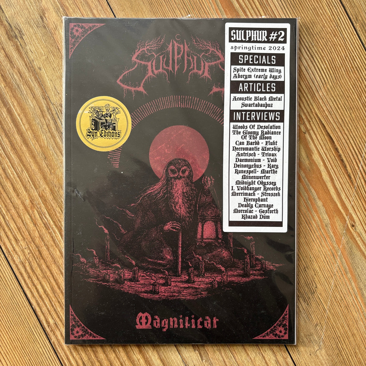 SULPHUR FANZINE #2 (large zine, limited edition, 100 pro printed pages, Aborym, Woods of Desolation, Midnight Odyssey, Deinonychus etc)