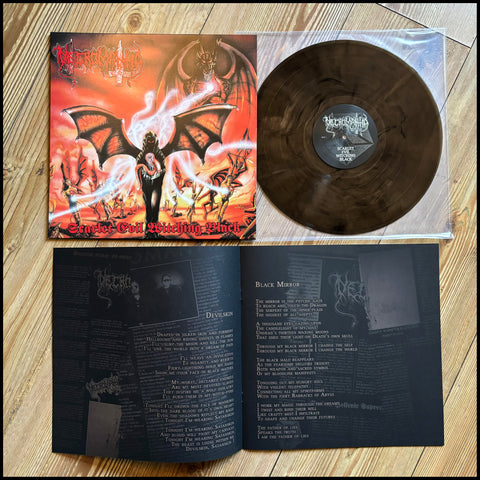 NECROMANTIA: Scarlet Evil Witching Black LP (marble vinyl, 8 page booklet, Greek black metal classic)