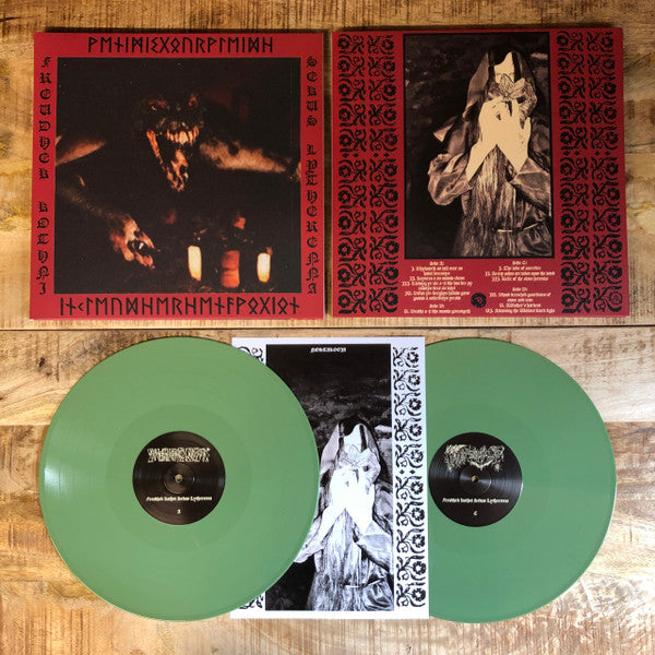 YNKLEUDHERHENAVOGYON / VENYMYSGOURVLEYDH: Freudhek Kothni Sekus Lytherenna 2LP (double olive green vinyl, gatefold sleeve, raw, occult UKBM) *new*