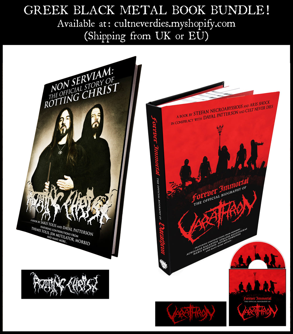 GREEK BLACK METAL BOOK BUNDLE: OFFICIAL ROTTING CHRIST and VARATHRON COLOUR HARDBACK BOOKS (+ CD & Bookmarks)