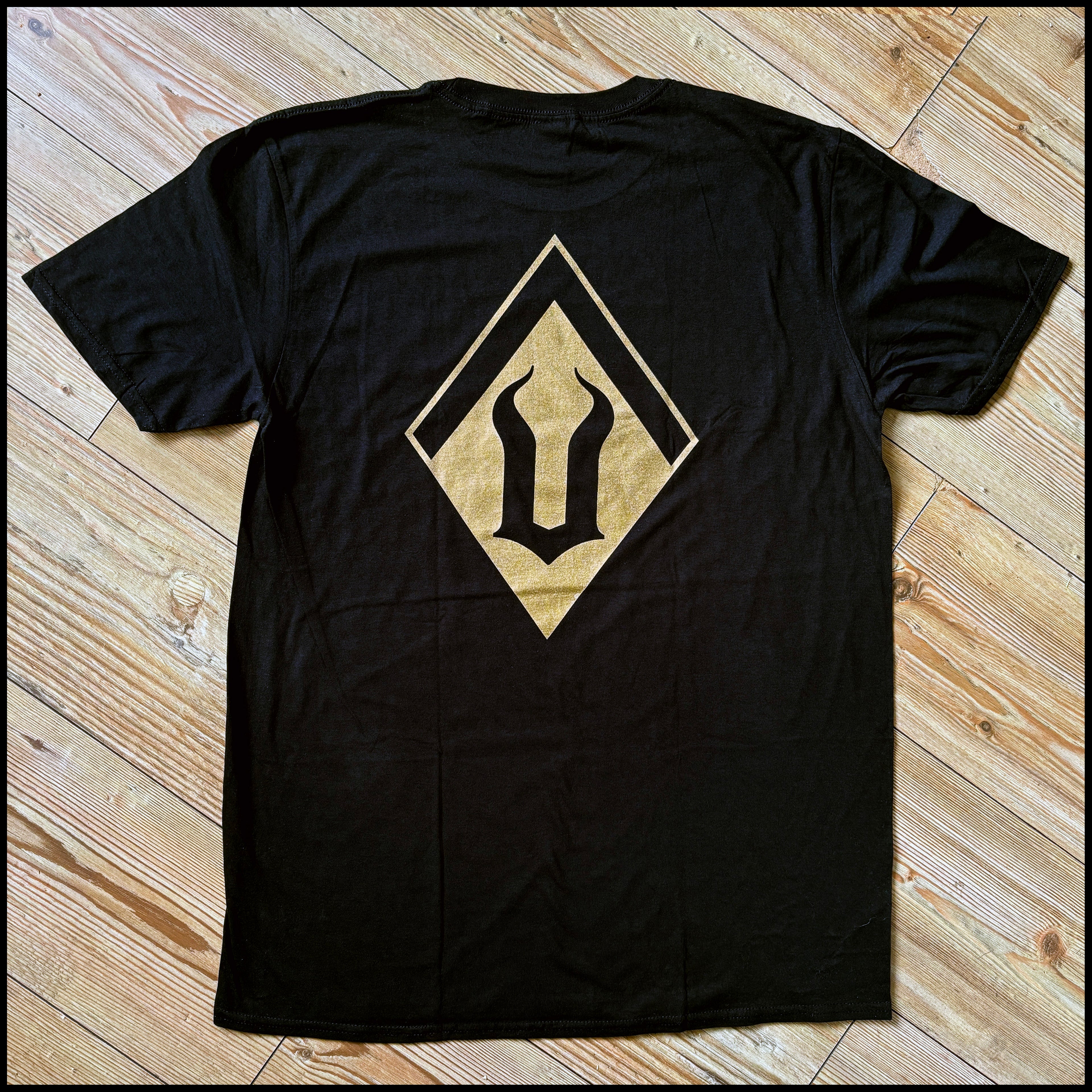 VINTERLAND: official AT ONE WITH NORTHERN DARKNESS shirt (black shirt with gold print)