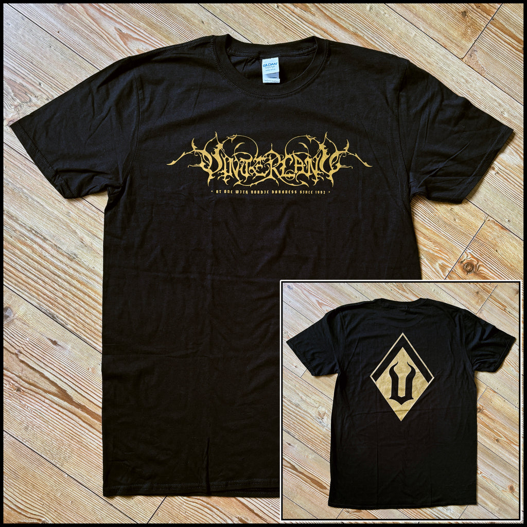 VINTERLAND: official AT ONE WITH NORTHERN DARKNESS shirt (black shirt with gold print)
