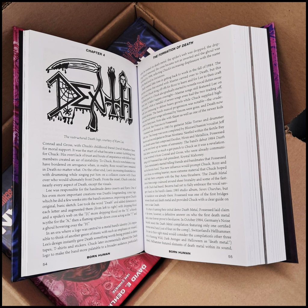 Reprint preorder [15th June 2026] BORN HUMAN: THE LIFE AND MUSIC OF DEATH’S CHUCK SCHULDINER hardback book