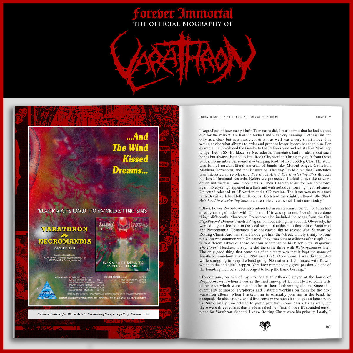 GREEK BLACK METAL BOOK BUNDLE: OFFICIAL ROTTING CHRIST and VARATHRON COLOUR HARDBACK BOOKS (+ CD & Bookmarks)
