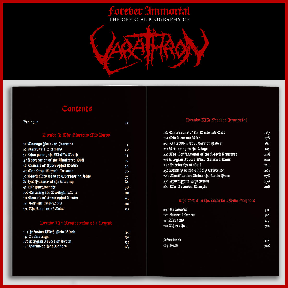 Preorder [November 27th 2026] FOREVER IMMORTAL: THE OFFICIAL BIOGRAPHY OF VARATHRON full colour hardback book and CD *special preorder price*