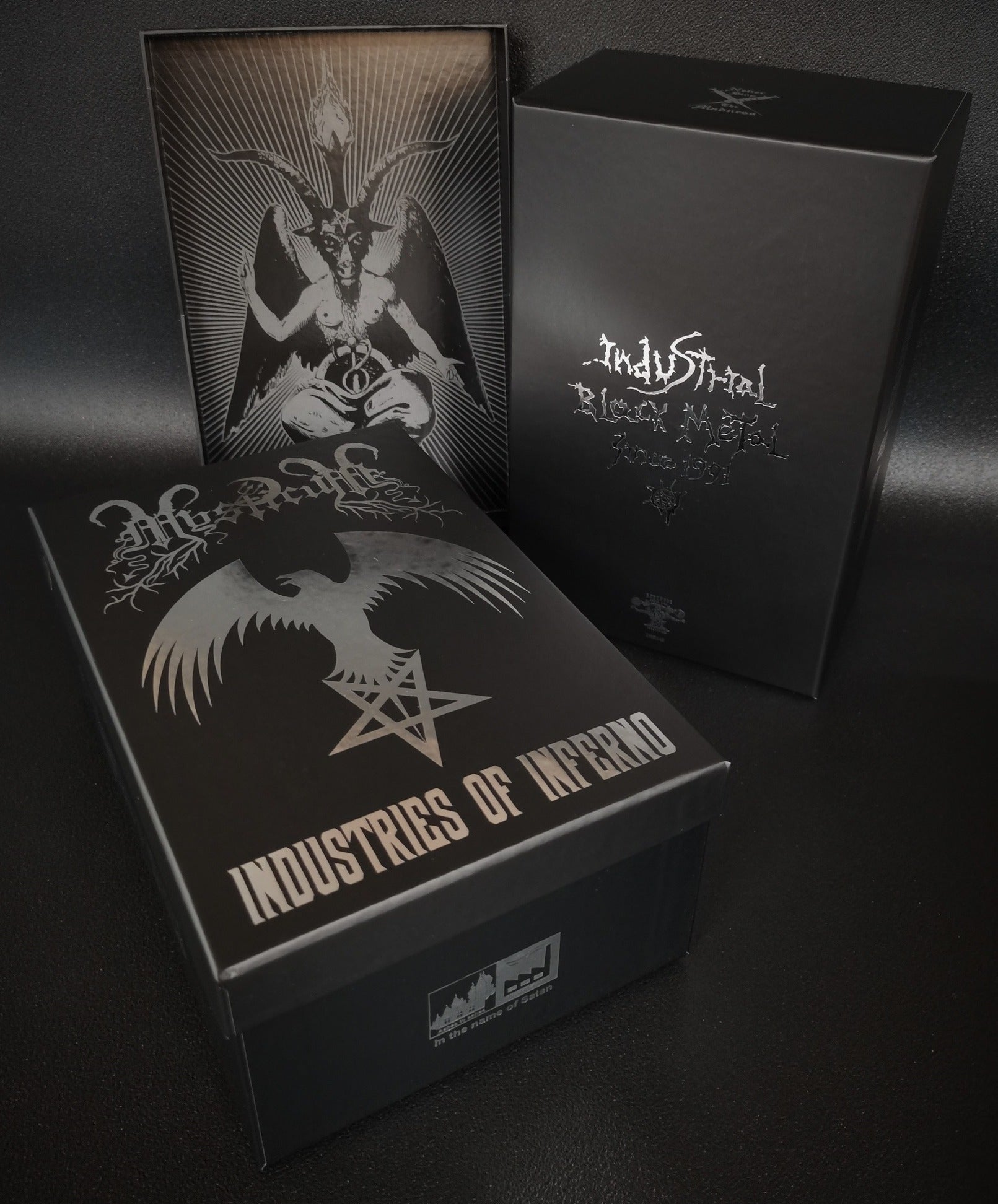 MYSTICUM: Industries of Inferno (ltd 8 cassette boxset & hardcover book + pendant and chain, patches, flag, posters)
