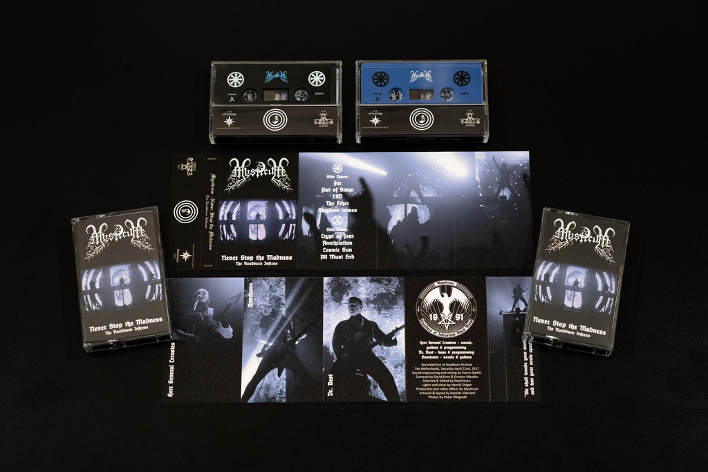 MYSTICUM: Industries of Inferno (ltd 8 cassette boxset & hardcover book + pendant and chain, patches, flag, posters)