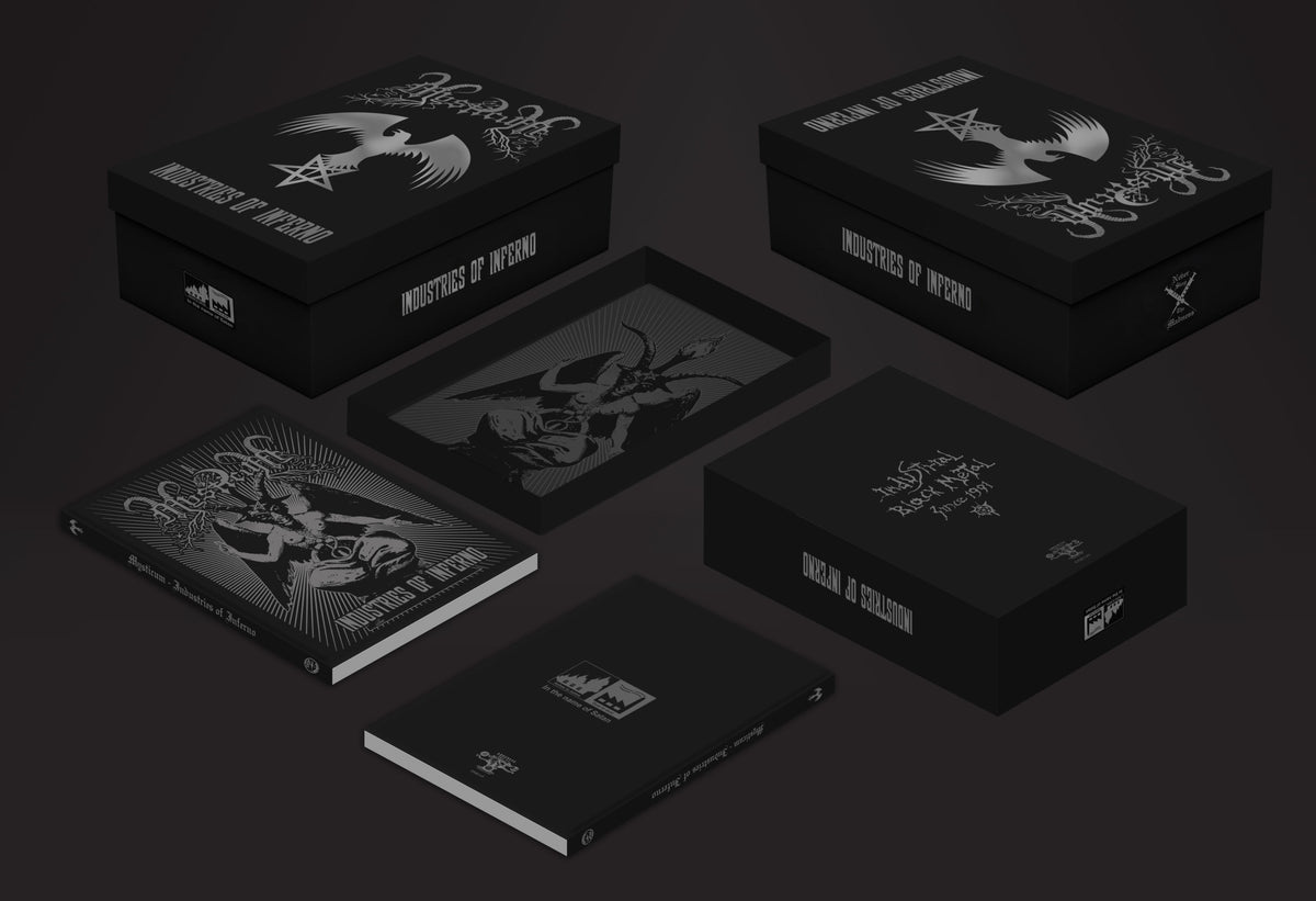MYSTICUM: Industries of Inferno (ltd 8 cassette boxset & hardcover book + pendant and chain, patches, flag, posters)