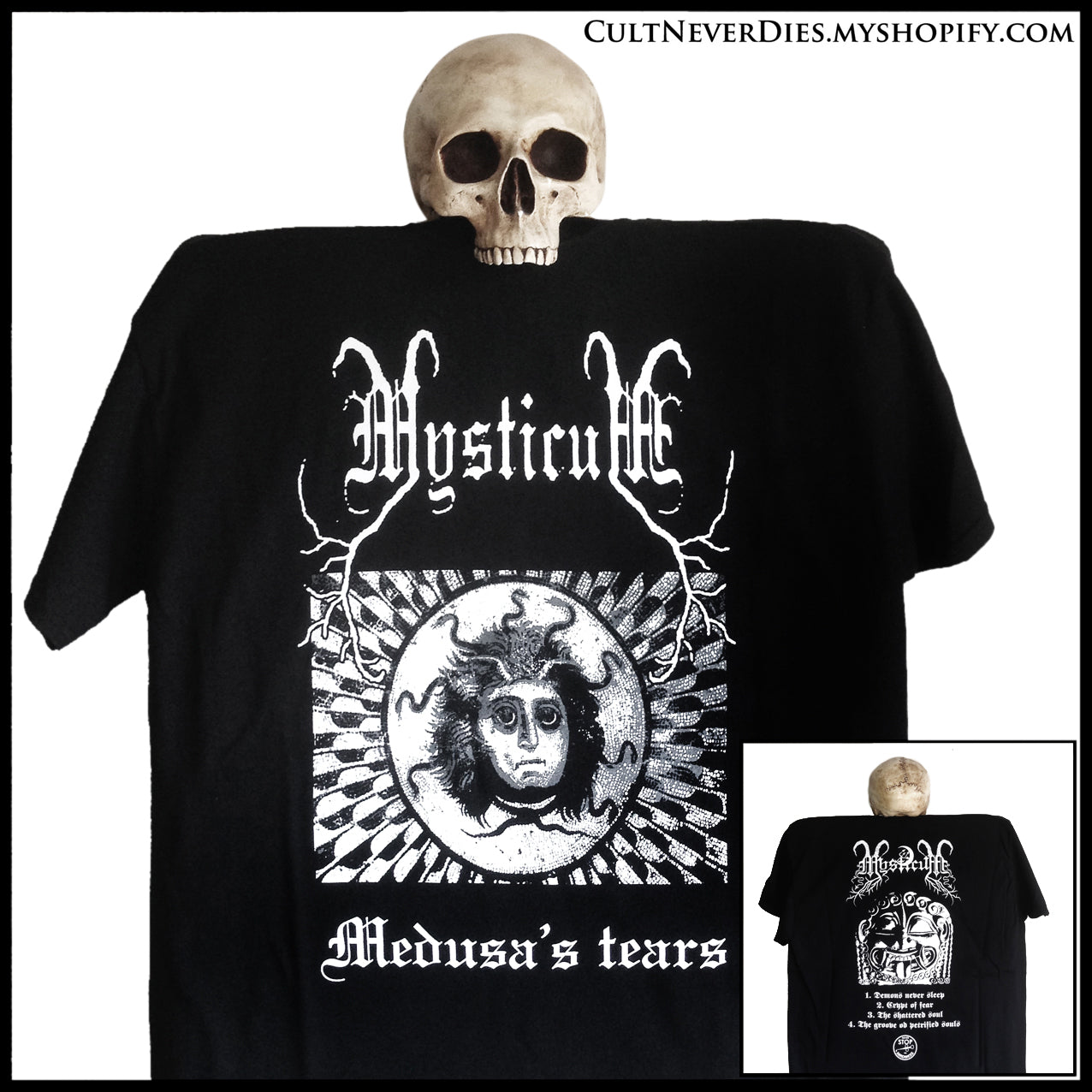 MOVING SALE: official MYSTICUM: MEDUSA'S TEARS (demo) shirt  [sizes S and M]