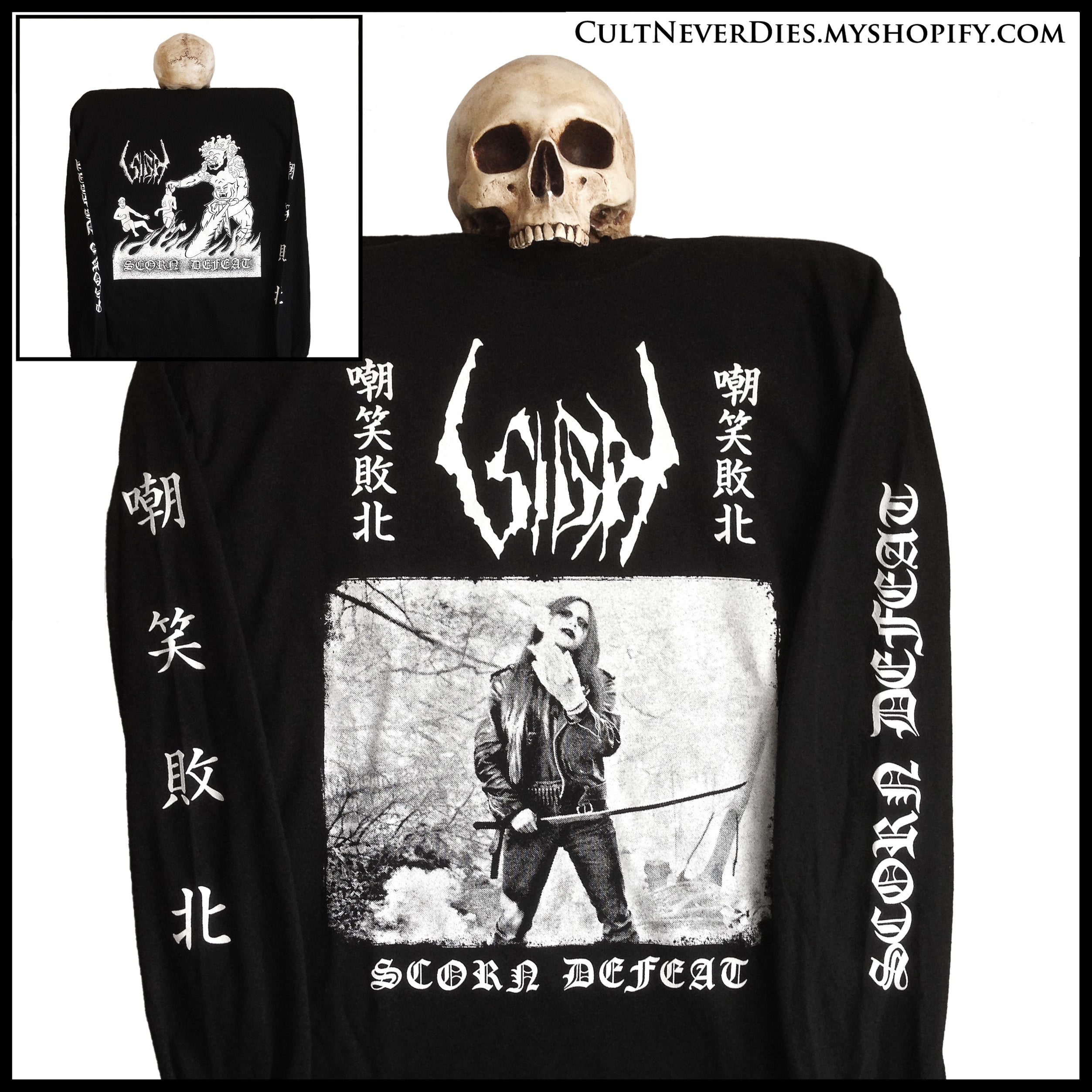 SIGH: official SCORN DEFEAT (Samurai) longsleeve shirt  (by CND)  *with exclusive signed postcard*